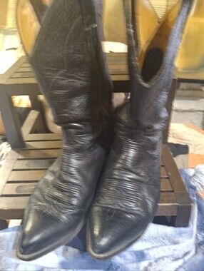 Men's Black Leather Western Boots